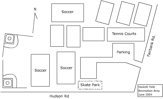 Diagram of Haskell Field Recreation Area Juine 2004