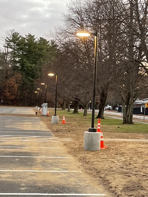 new lights at haskell field parking lot