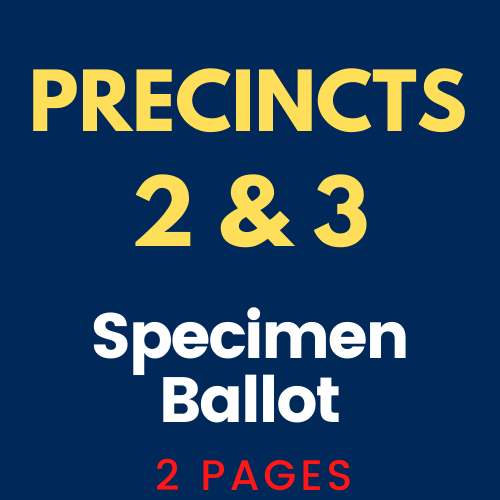 Precincts 2 and 3 specimen ballot