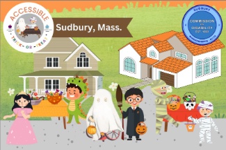 Accessible Trick or Treat logo. Sudbury, Massachusetts. Commission on Disability seal.