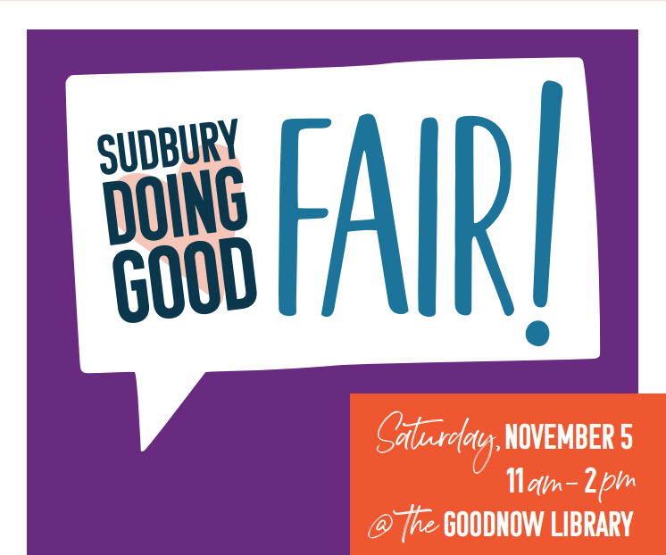 Sudbury Doing Good Fair! Saturday, November 5, 11 AM to 2 PM at the Goodnow Library.