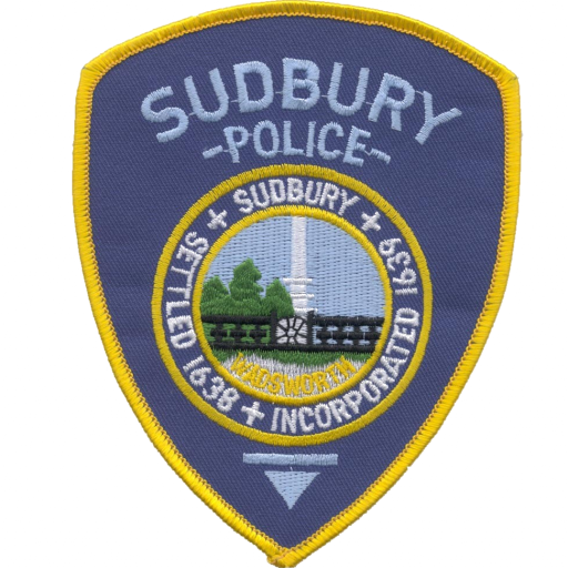 Sudbury Police patch. Sudbury: Settled 1638. Incorporated 1639. Wadsworth.