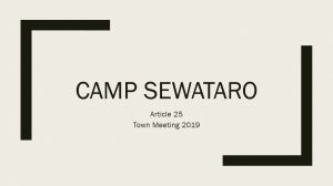 camp sewataro, article 25, town meeting 2019