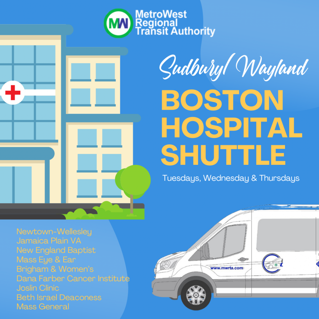 Boston Hospital Shuttle. Click to learn more from the MWRTA website.
