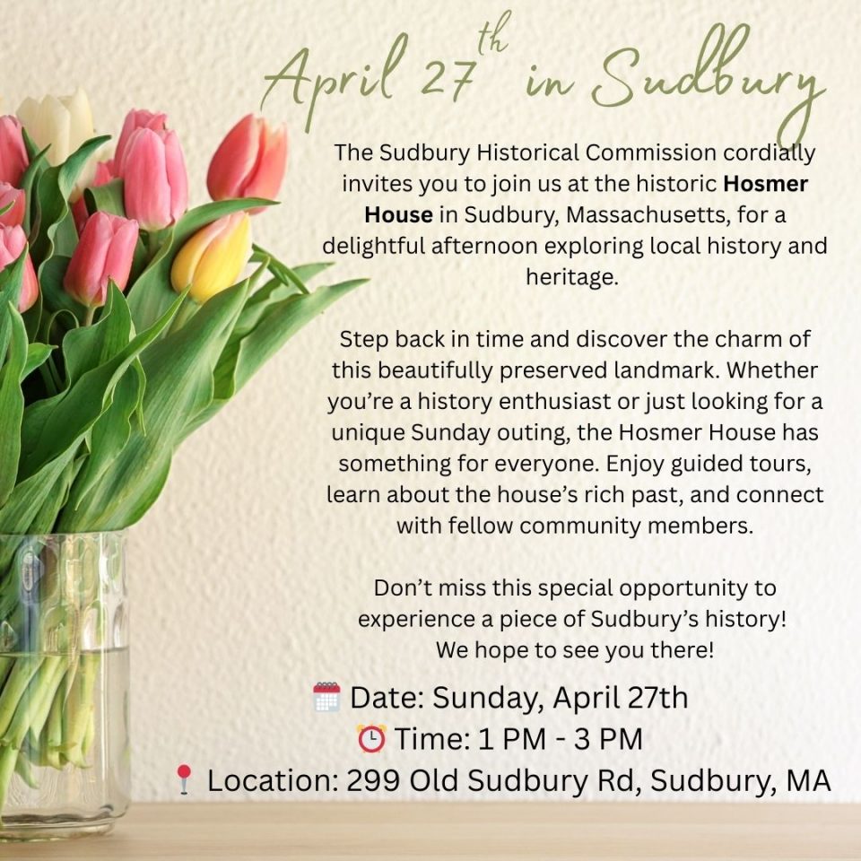 April 27th in Sudbury flyer. Information provided in post.